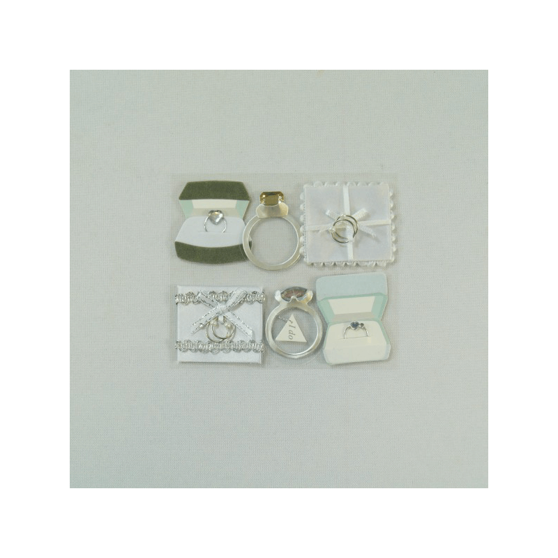 6 x Rings and Cushion Set Wedding Embellishments Craft Cardmaking Scrapbooking