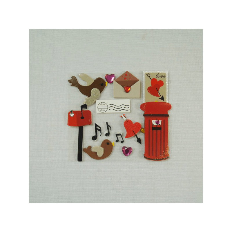 13 x Love Letter Post Birds Embellishments Craft Cardmaking Scrapbooking