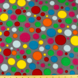 Polka Dots Spot Funky Coloured Print Fleece Anti Pil Fabric