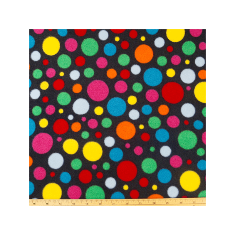 Polka Dots Spot Funky Coloured Print Fleece Anti Pil Fabric
