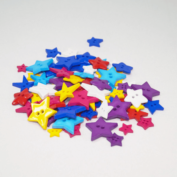 75g Star Buttons Assorted Colours Craft Scarpbook Trimits