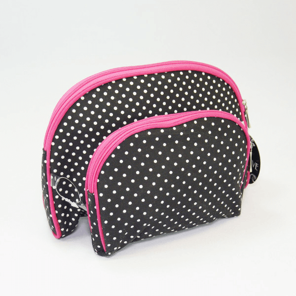 Polka Dot Set of 2 Vanity Bag Cosmetic Make Up Travel Wash Sponge Bag 