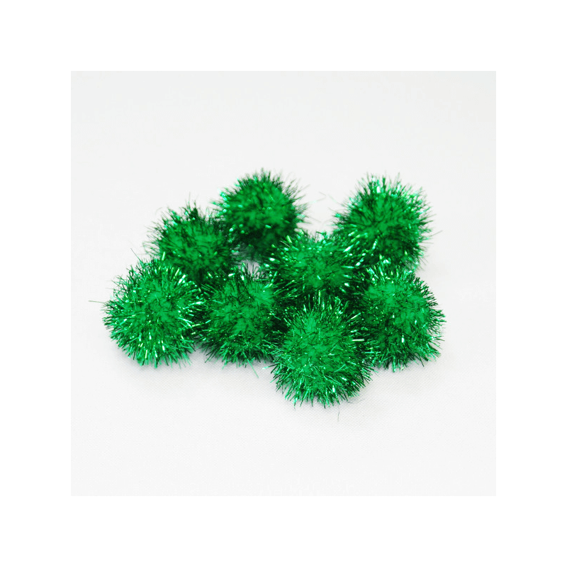 Craft Factory Glitter Pom Poms 1 Inch Green