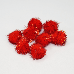 8 Red Glitter Pom Poms 1 Inch / 25mm Trimits