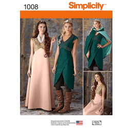 Misses' Medieval Fantasy Costumes Simplicity Fabric Sewing Pattern 1008