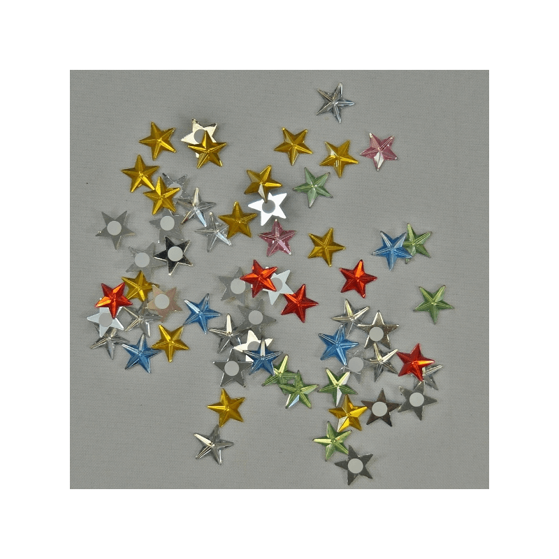 60 x Mirror Stars Self Adhesive Multi Colour Embellishments
