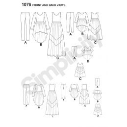Childs Misses Maxi Dress Doll Clothes Simplicity Sewing Pattern 1076