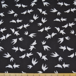 Swallows Birds Flying Cotton Canvas Fabric 150cm Wide