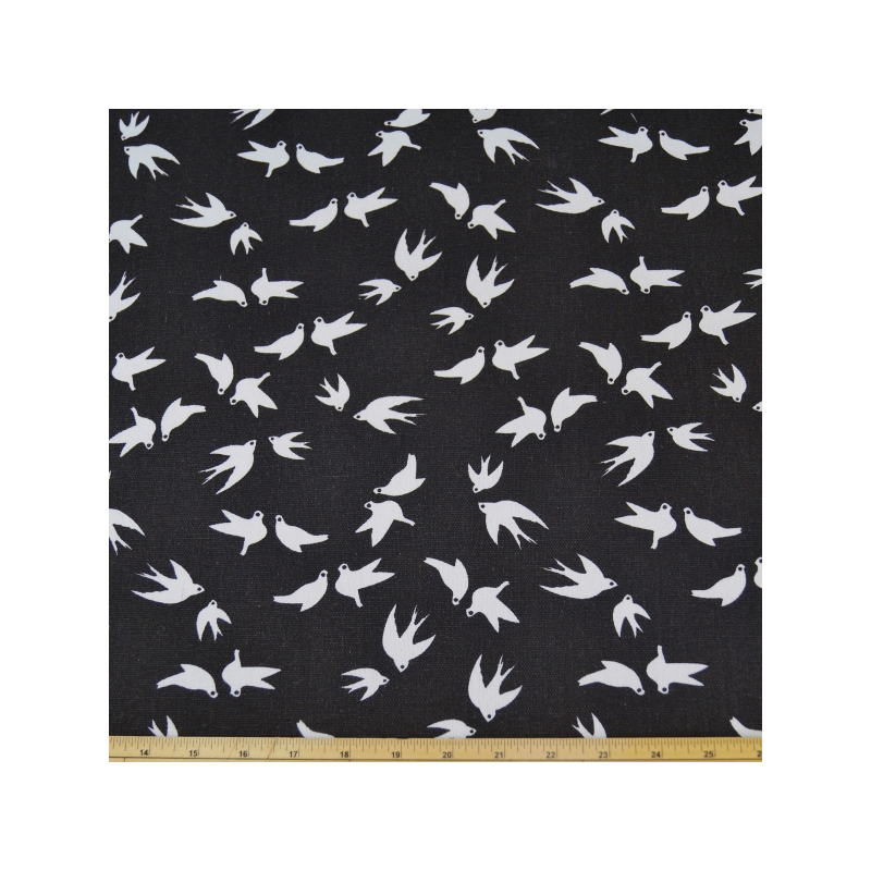 Swallows Birds Flying Cotton Canvas Fabric 150cm Wide