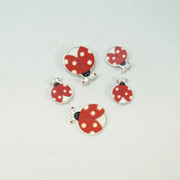 5 x Wooden Glitter Ladybirds Embellishments Craft Cardmaking Scrapbooking