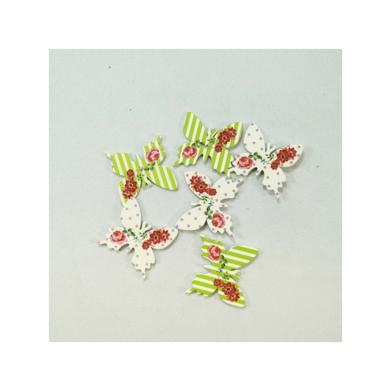 6 x Stripes Polka Dot Butterflies Embellishments Craft Cardmaking Scrapbooking