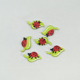 6 x Wooden Ladybirds on Leaves Embellishments Craft Cardmaking Scrapbooking