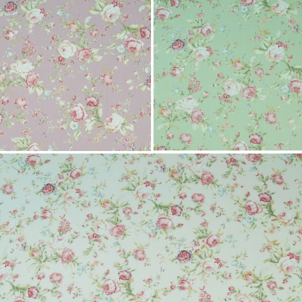 Ivory 100% Cotton Poplin Fabric Rose & Hubble Roses Bunches Flower Of Love