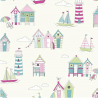100% Cotton Fabric Lifestyle Beach Huts Lighthouses Sailing Boats 140cm Wide