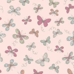Pink 100% Cotton Fabric Lifestyle Woodland Butterflies