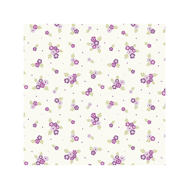 Grape 100% Cotton Fabric Lifestyle Ditsy Flowers Floral Polka Dots