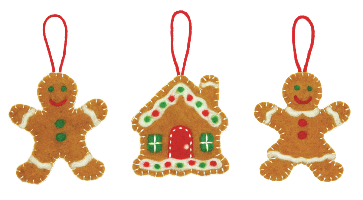 Christmas Gingerbread Felting Kit 3 Ornaments Craft