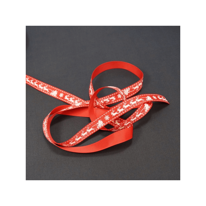 16mm Christmas Santa's Sleigh Reindeer Bertie's Bows Polyester Craft Ribbon