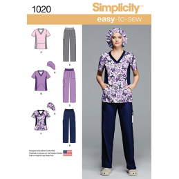 Misses Easy To Sew Nurses Doctors Surgery Scrubs Simplicity Sewing Pattern 1020