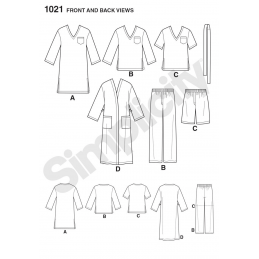 Men's Classic Pyjamas and Bathrobe Nightwear Simplicity Sewing Pattern 1021