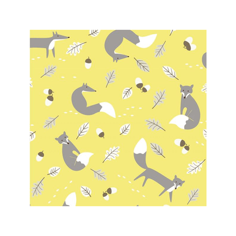 Yellow 100% Cotton Fabric Lifestyle Mr Fox