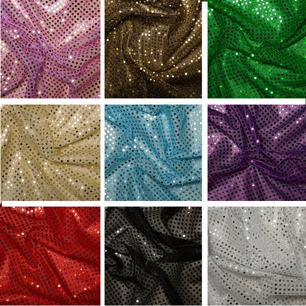 3mm Sequin Shiny Sparkly Material Nylon Polyester Fabric Fancy Dress