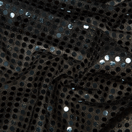 Black 6mm Sequin Shiny Sparkly Material Nylon Polyester Fabric Fancy Dress