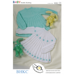 Baby Girls Knitted Long Sleeved Flare Swing Dress BHKC Knitting Pattern BHKC21