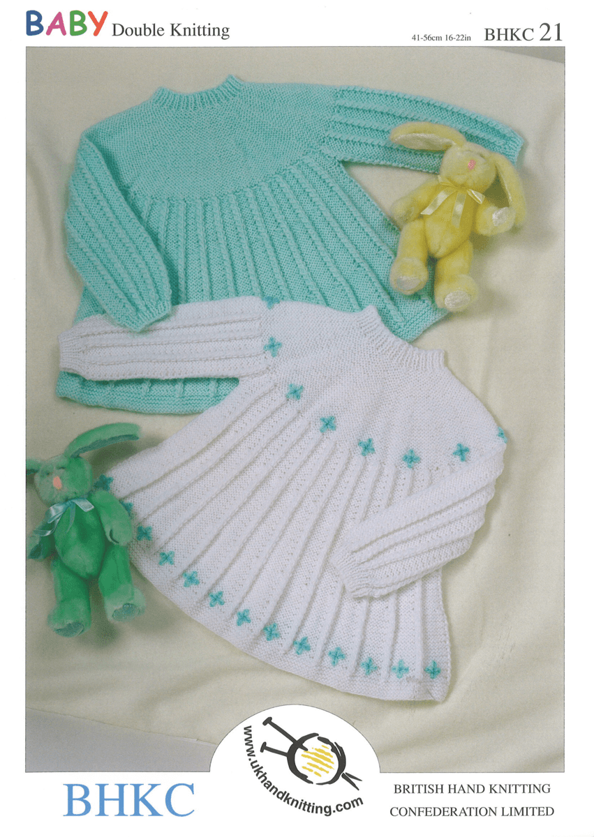 Baby Girls Knitted Long Sleeved Flare Swing Dress BHKC Knitting Pattern BHKC21