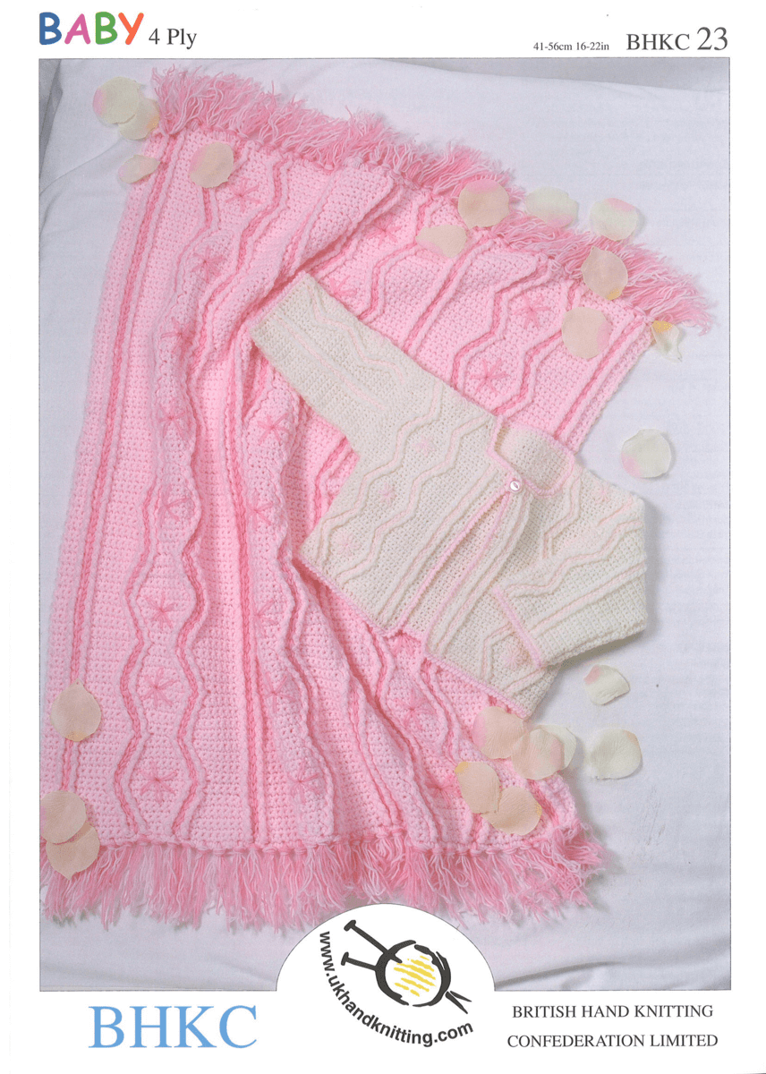 Baby Jacket Cardigan and Matching Pram Blanket BHKC Crochet Pattern BHKC23