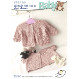 Baby Long or Short Sleeve Cardigan Diamond Pattern BHKC Knitting Pattern BHKC43