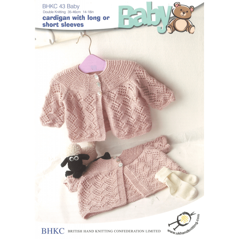Baby Long or Short Sleeve Cardigan Diamond Pattern BHKC Knitting Pattern BHKC43