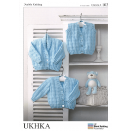 Boys Cardigan or Waistcoats Woven Design Knitting Pattern UKHKA102