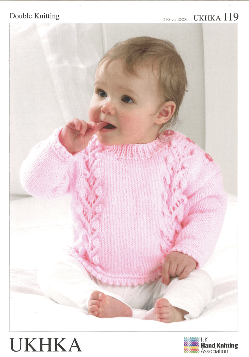 Baby Chevron Design Jumper Cardigan Hat Set Knitting Pattern UKHKA119