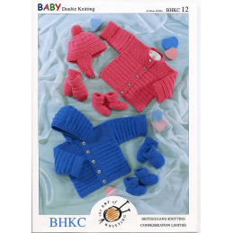 Baby Winter Set Jacket Cardigan Hat Mittens Booties Knitting Pattern UKHKA12