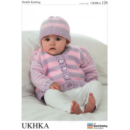 Baby Striped Mix and Match Classic Knit Cardigan Hat Knitting Pattern UKHKA126