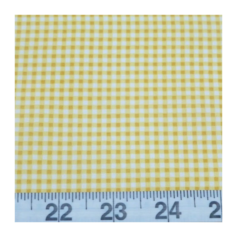 Yellow 100% Cotton Poplin Fabric Rose & Hubble Mini Check Gingham 