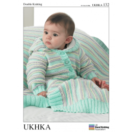 Baby Triple Stripe Cardigan Jacket Hat Blanket Set Knitting Pattern UKHKA132