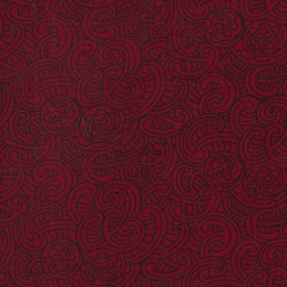 Red 100% Cotton Patchwork Fabric Nutex Ponga Koru Abstract Pattern