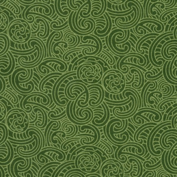 Green 100% Cotton Patchwork Fabric Nutex Ponga Koru Abstract Pattern