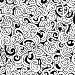 BLK/WHT 100% Cotton Patchwork Fabric Nutex Kiwiana Moko Abstract Swirls Tattoo