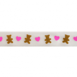 15mm x 3.5m Teddy Bears With Hearts Ribbon Multi Colour Celebration
