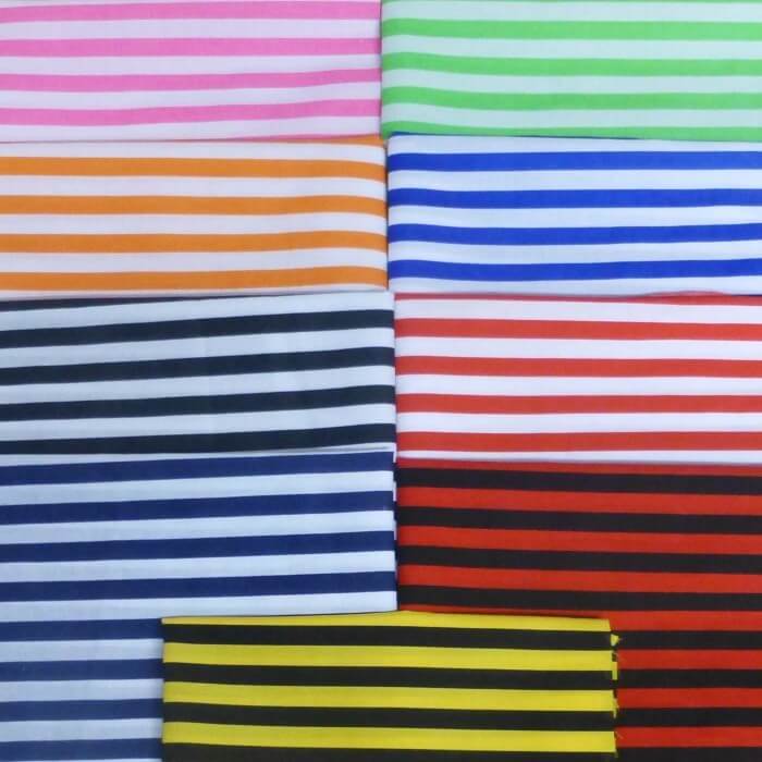 Pink Polycotton Fabric Stripe 12mm Candy Stripes