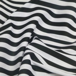 Black Polycotton Fabric Stripe 12mm Candy Stripes