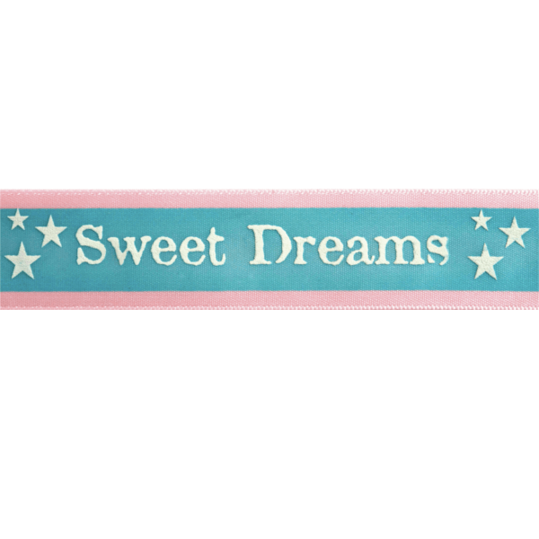 25mm x 3m Sweet Dreams Stripe Baby Pink, Blue & White Ribbon Celebration