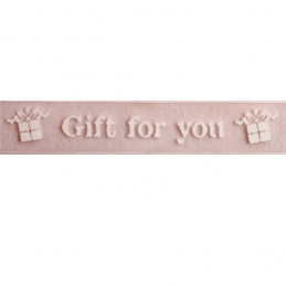 15mm x 3.5m Gift For You White On Baby Pink Ribbon Celebration