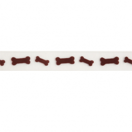 15mm x 3.5m Organza Dog Bones Brown On White Ribbon Multi Colour Celebration