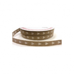 1 Metre 11mm White/Red Woven Heart Linen Ribbon Craft Ribbon Bertie's Bows