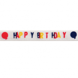 6mm x 4.5m Happy Birthday Balloons Polyester Ribbon Multi Colour Celebration