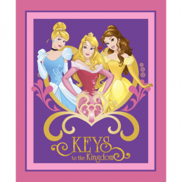 Disney Princess Keys To The Kingdom Panel Cinderella Belle 100% Cotton Fabric